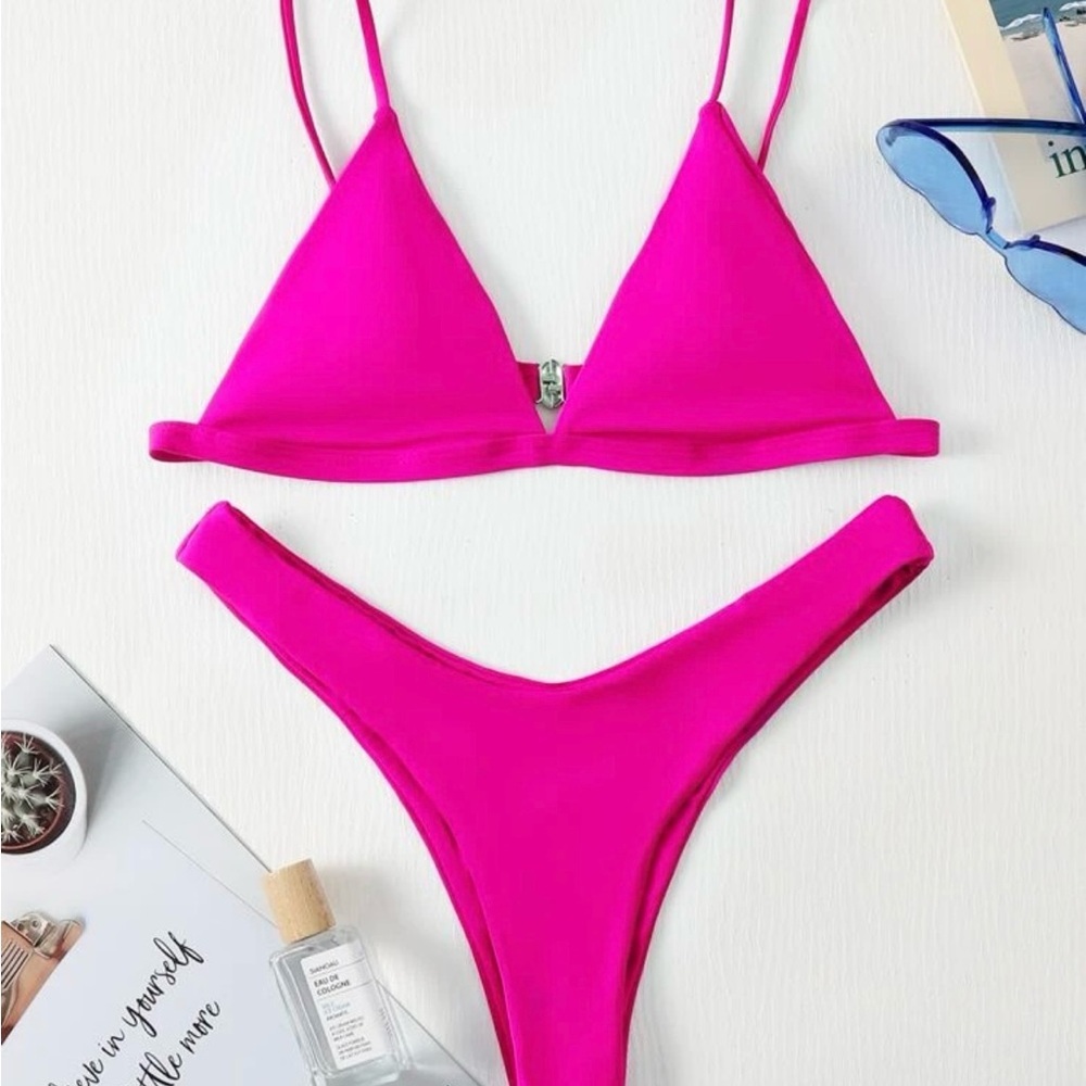 Vibrant Pink Triangle Bikini Set